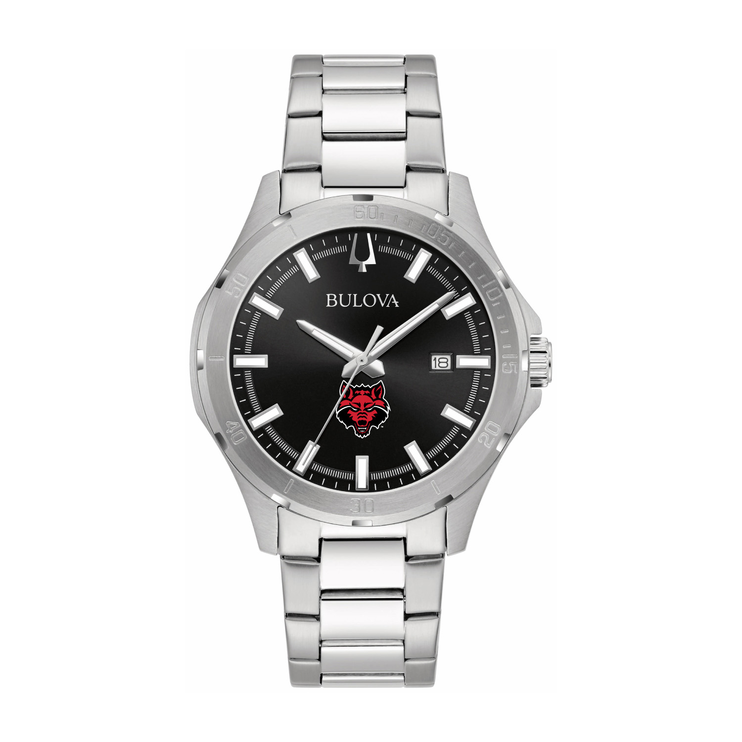 Bulova Black Arkansas State Red Wolves Stainless Steel Sport Classic Watch