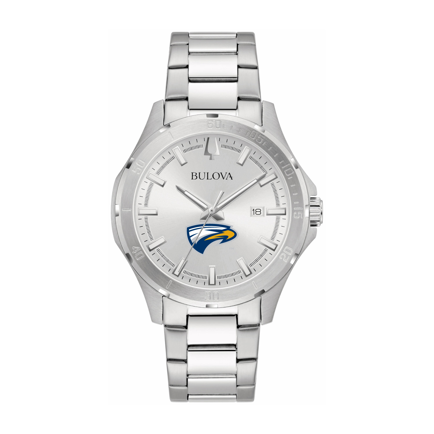 Bulova Silver Emory Eagles Stainless Steel Classic Sport Watch