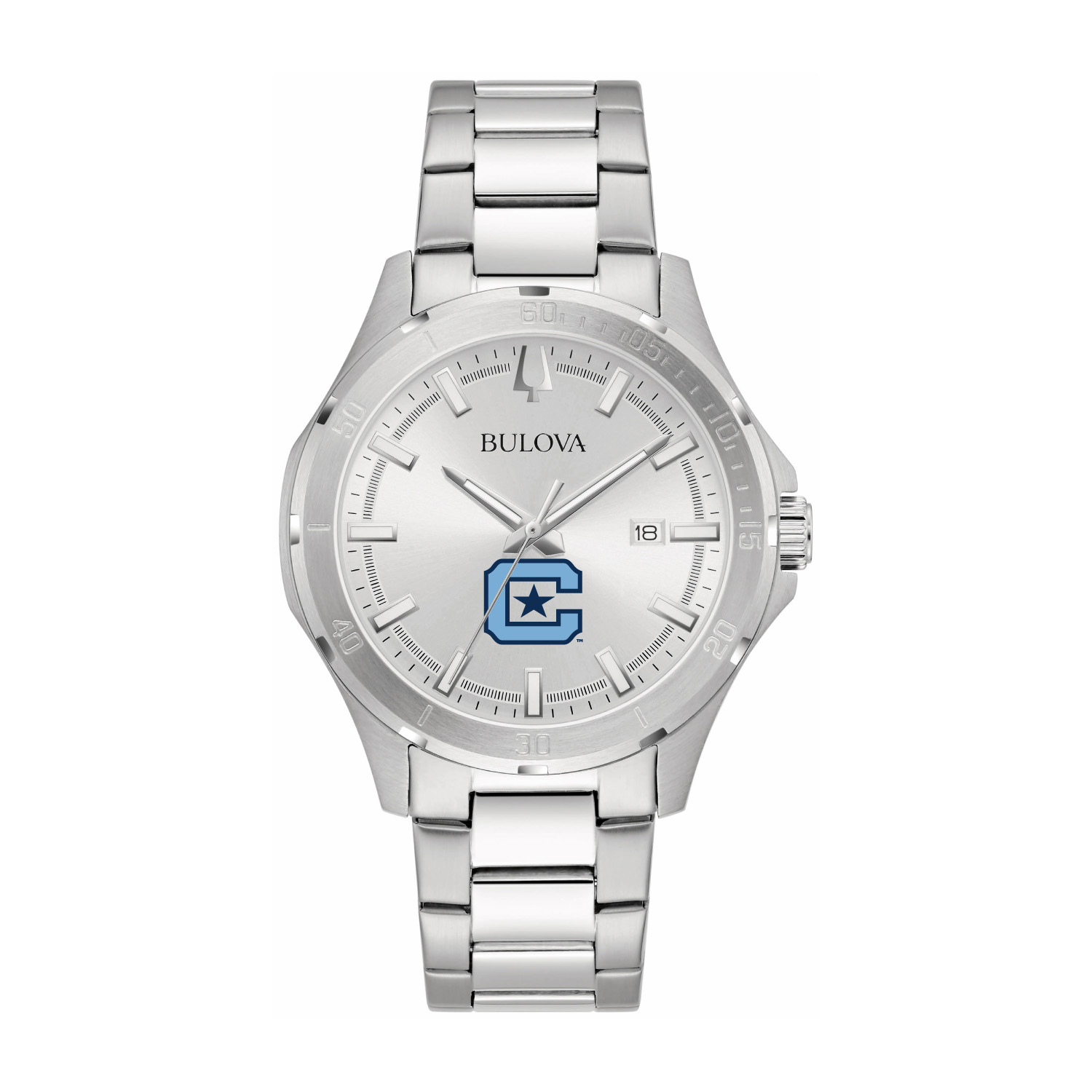 Bulova Silver Citadel Bulldogs Stainless Steel Classic Sport Watch