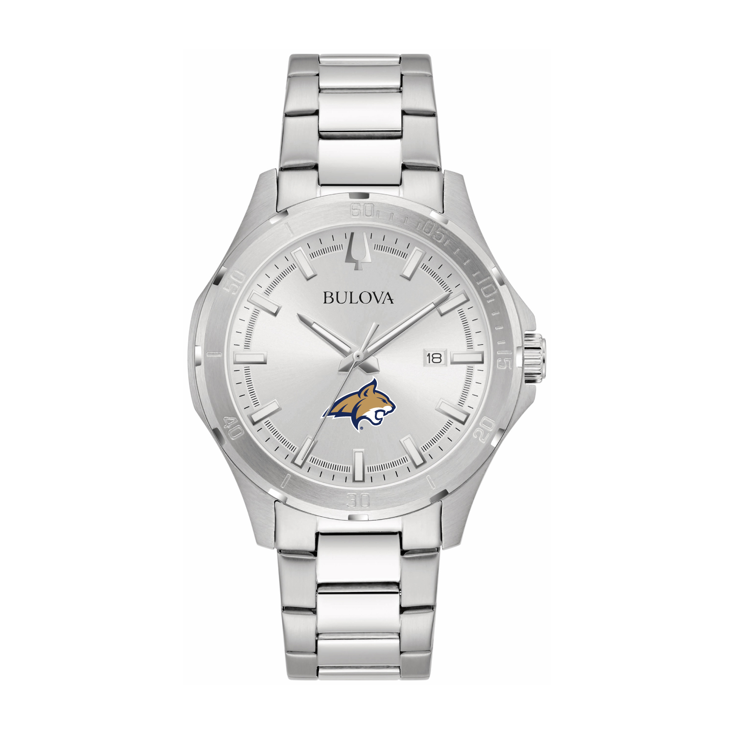 Bulova Silver Montana State Bobcats Stainless Steel Classic Sport Watch