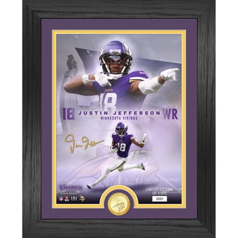 Highland Mint Justin Jefferson Minnesota Vikings 13'' x 16'' Legends Bronze Coin Photo Mint