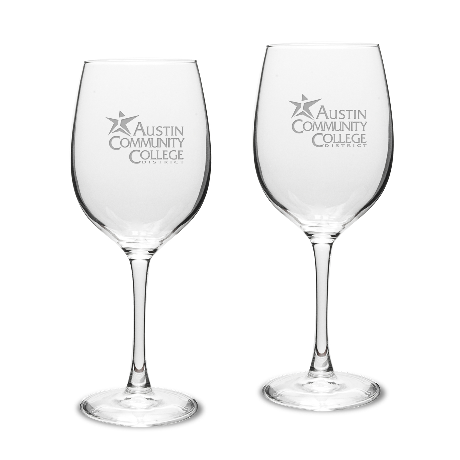 Austin Community College 16oz. Two-Piece Traditional White Wine Glass Set