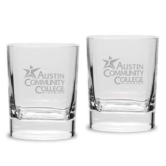 Austin Community College 2-Piece 11.75oz. Luigi Bormioli Square Double Old Fashion Glass Set