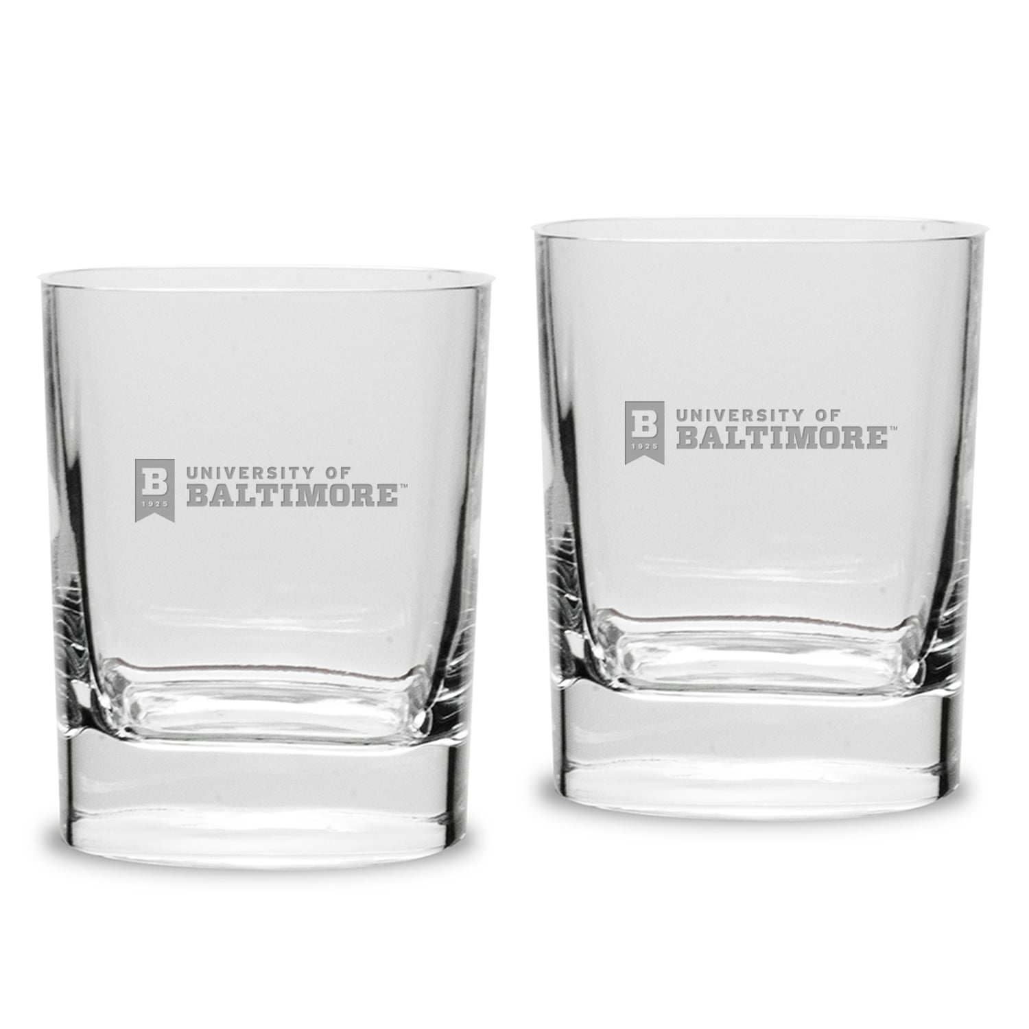 University of Baltimore 2-Piece 11.75oz. Luigi Bormioli Square Double Old Fashion Glass Set