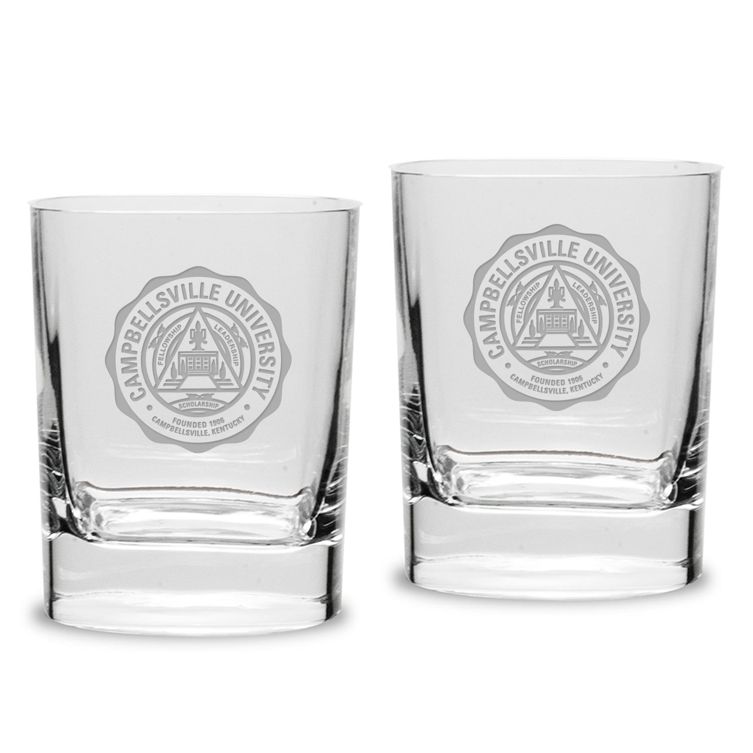 Campbellsville Tigers 2-Piece 11.75oz. Luigi Bormioli Square Double Old Fashion Glass Set