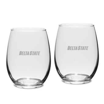 Delta State Statesmen 15oz. 2-Piece Stemless Wine Glass Set