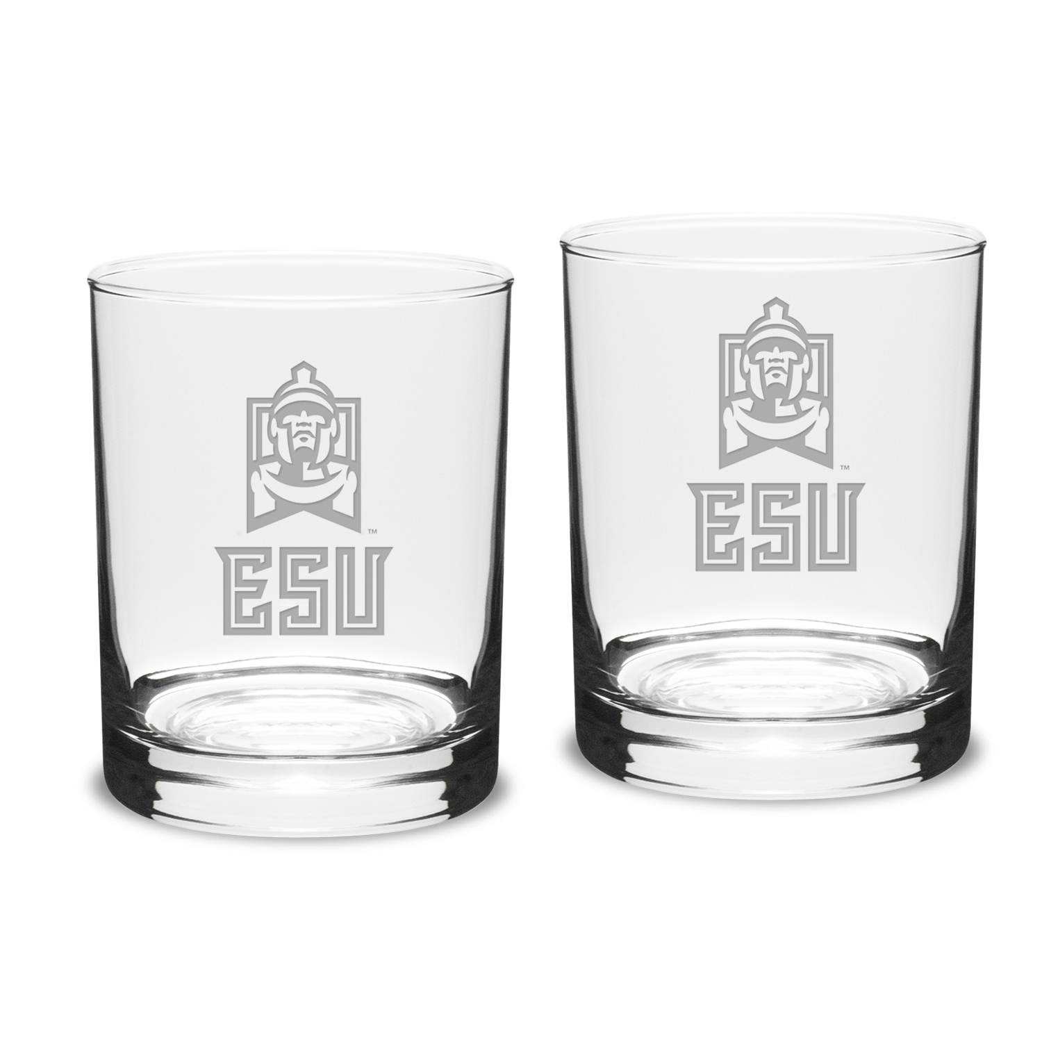East Stroudsburg Warriors 14oz. 2-Piece Classic Double Old-Fashioned Glass Set