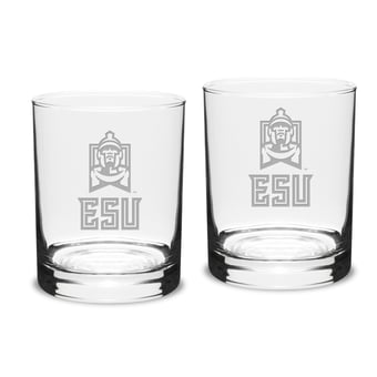 East Stroudsburg Warriors 14oz. 2-Piece Classic Double Old-Fashioned Glass Set