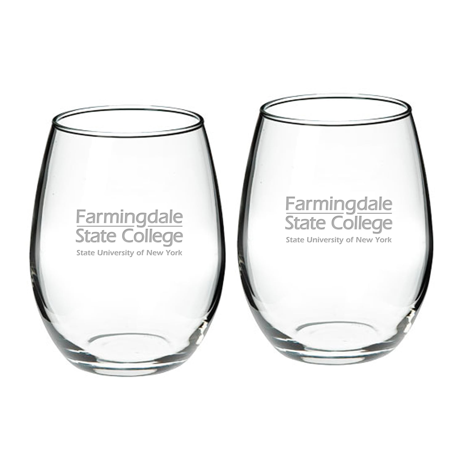 SUNY Farmingdale State Rams 21oz. 2-Piece Stemless Wine Glass Set