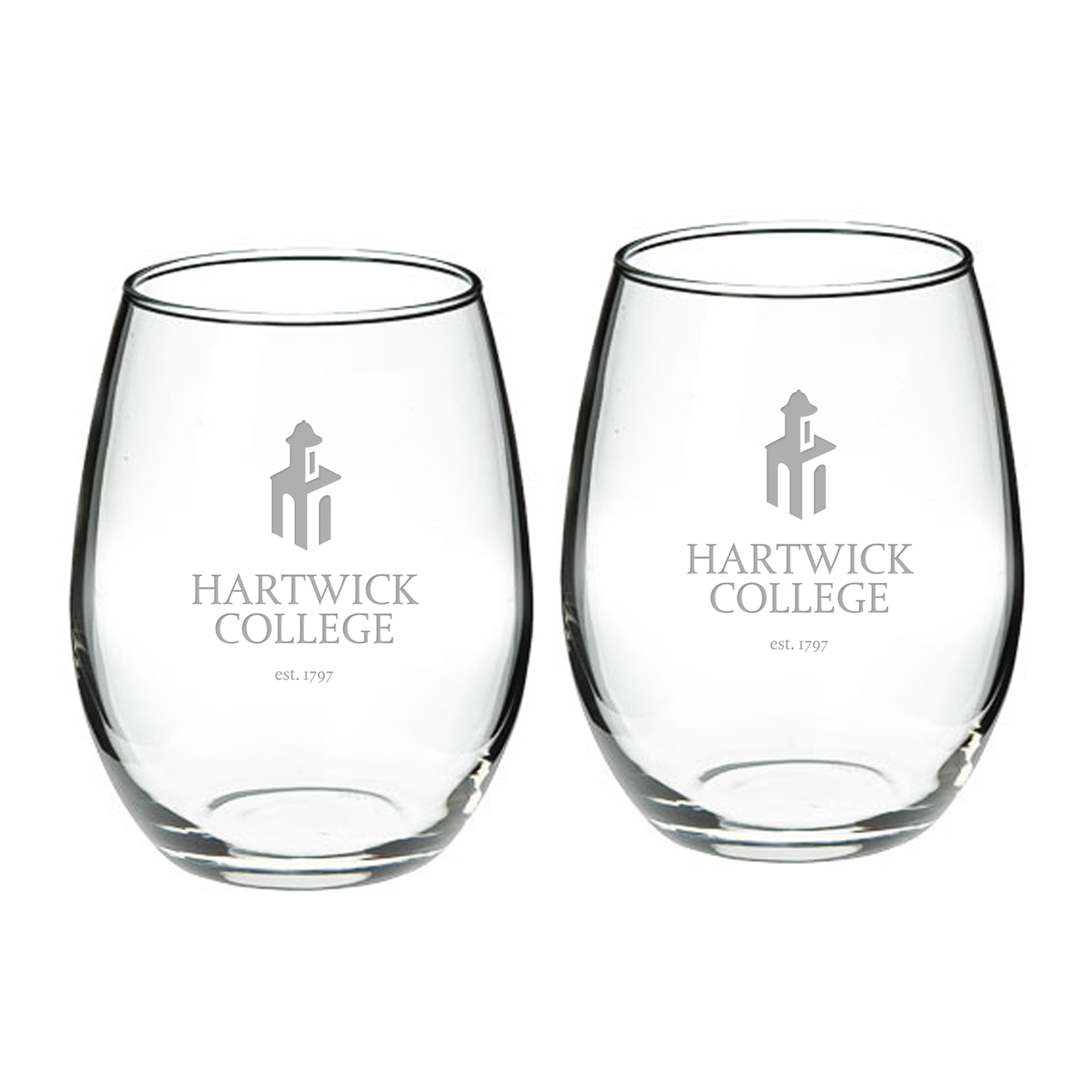 Hartwick College Hawks 21oz. 2-Piece Stemless Wine Glass Set
