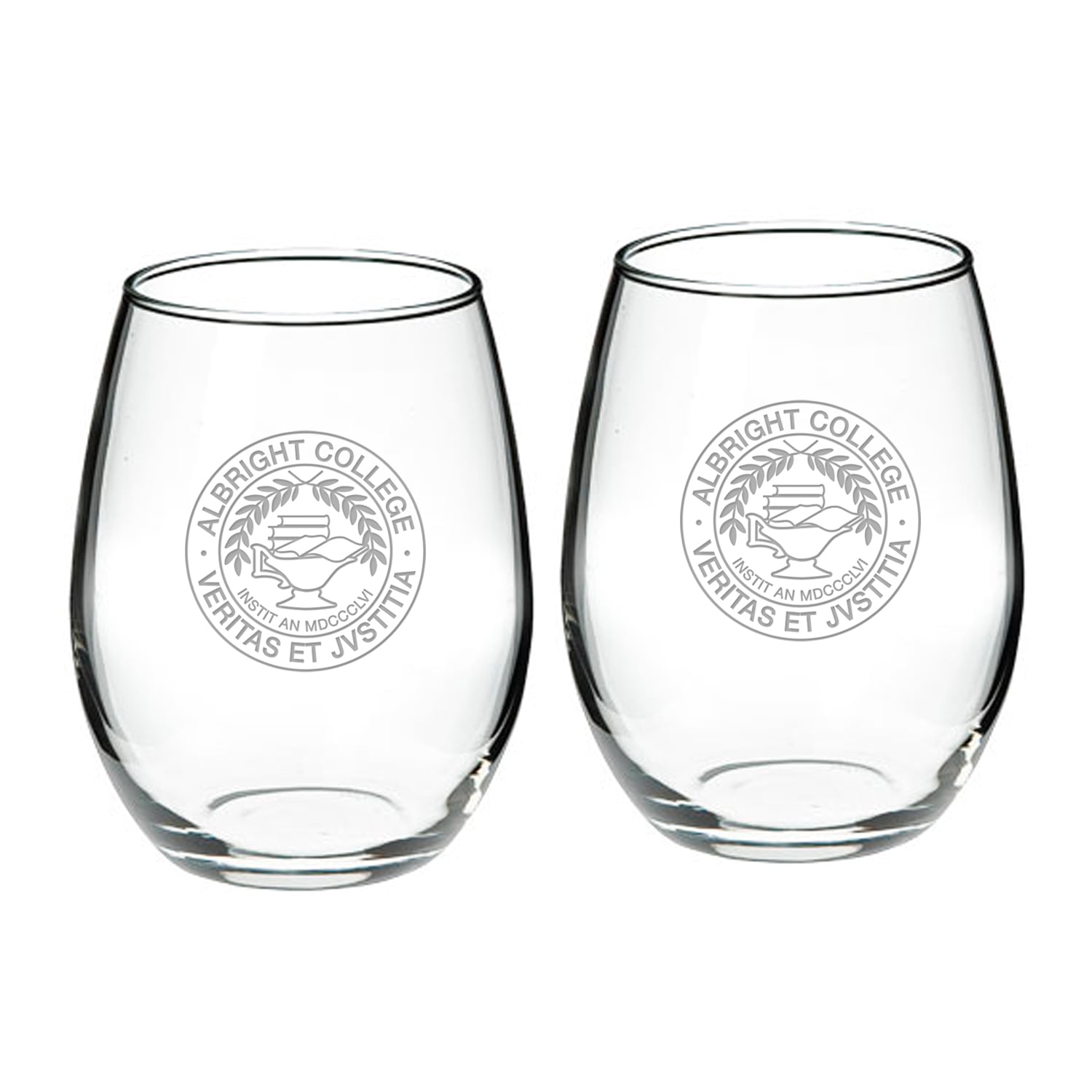 Albright Lions 21oz. 2-Piece Stemless Wine Glass Set