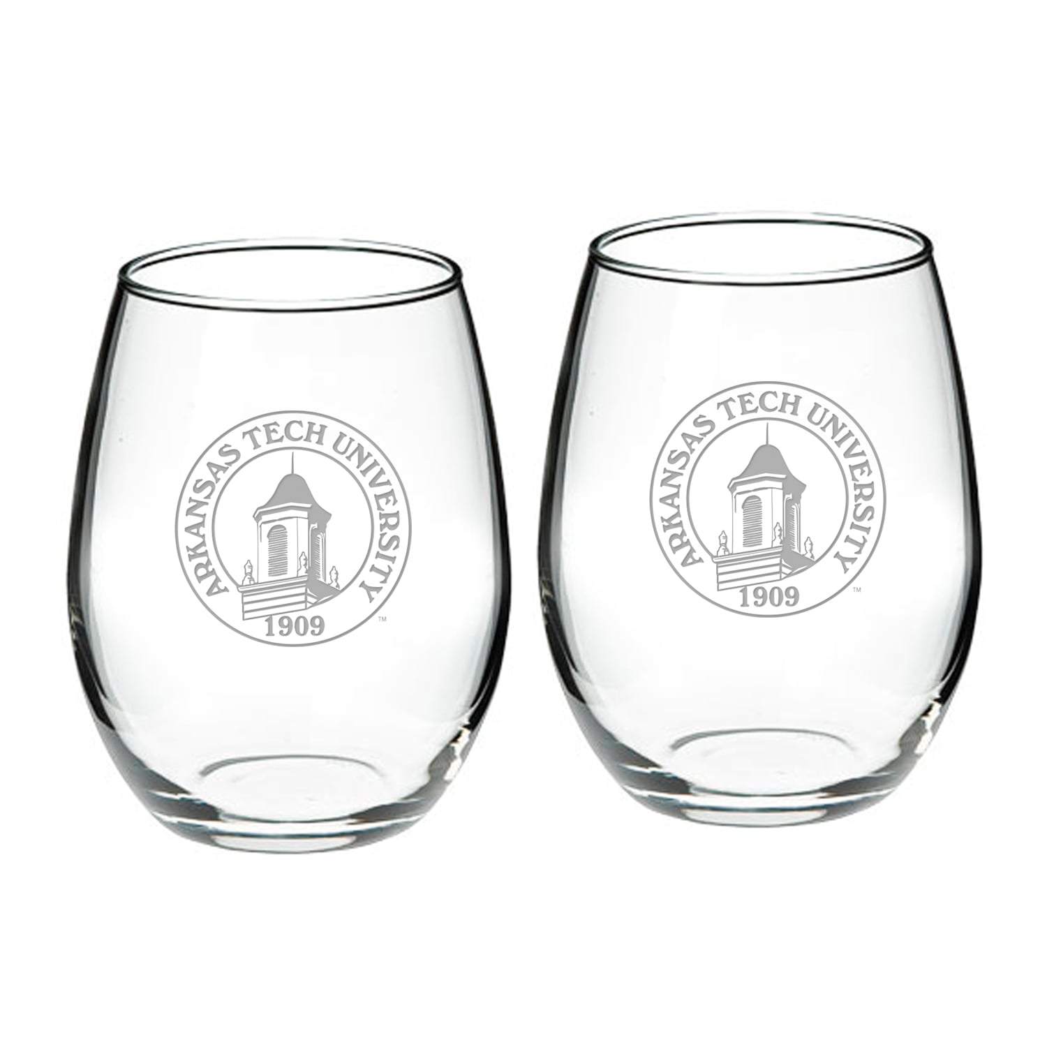 Arkansas Tech 21oz. 2-Piece Stemless Wine Glass Set