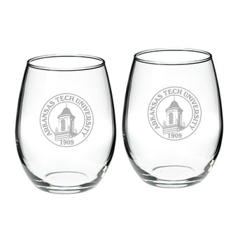 Arkansas Tech 21oz. 2-Piece Stemless Wine Glass Set