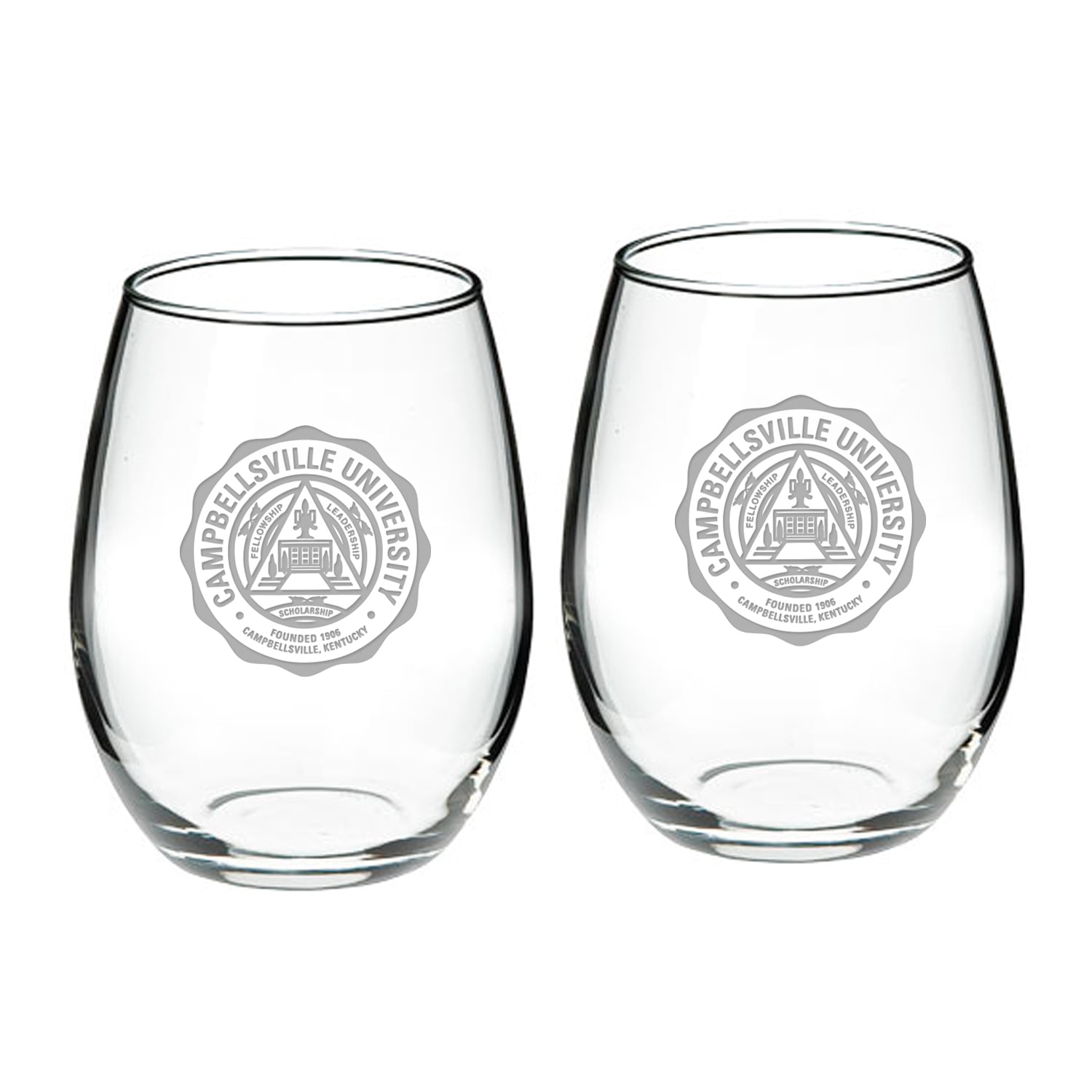 Campbellsville Tigers 21oz. 2-Piece Stemless Wine Glass Set