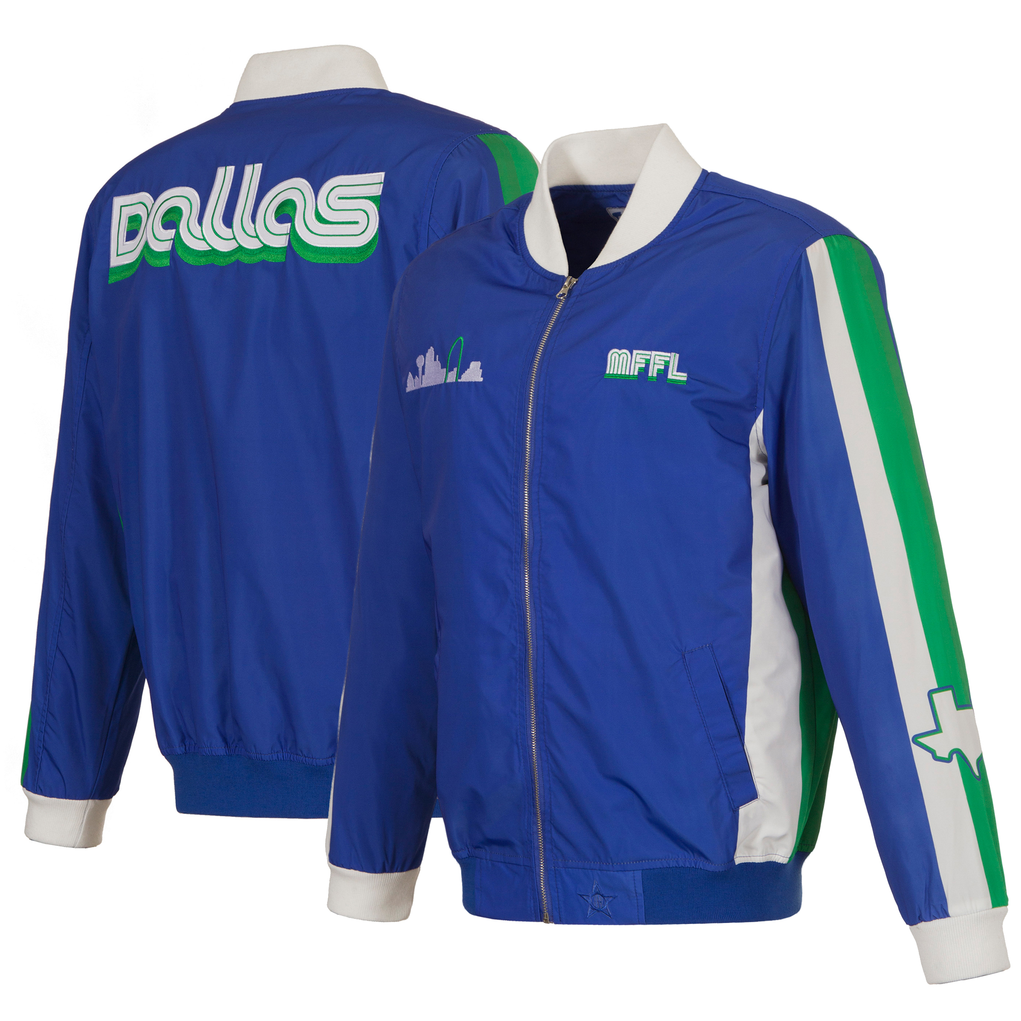 Men's JH Design Royal Dallas Mavericks 2022/23 City Edition Full-Zip Nylon Bomber Jacket