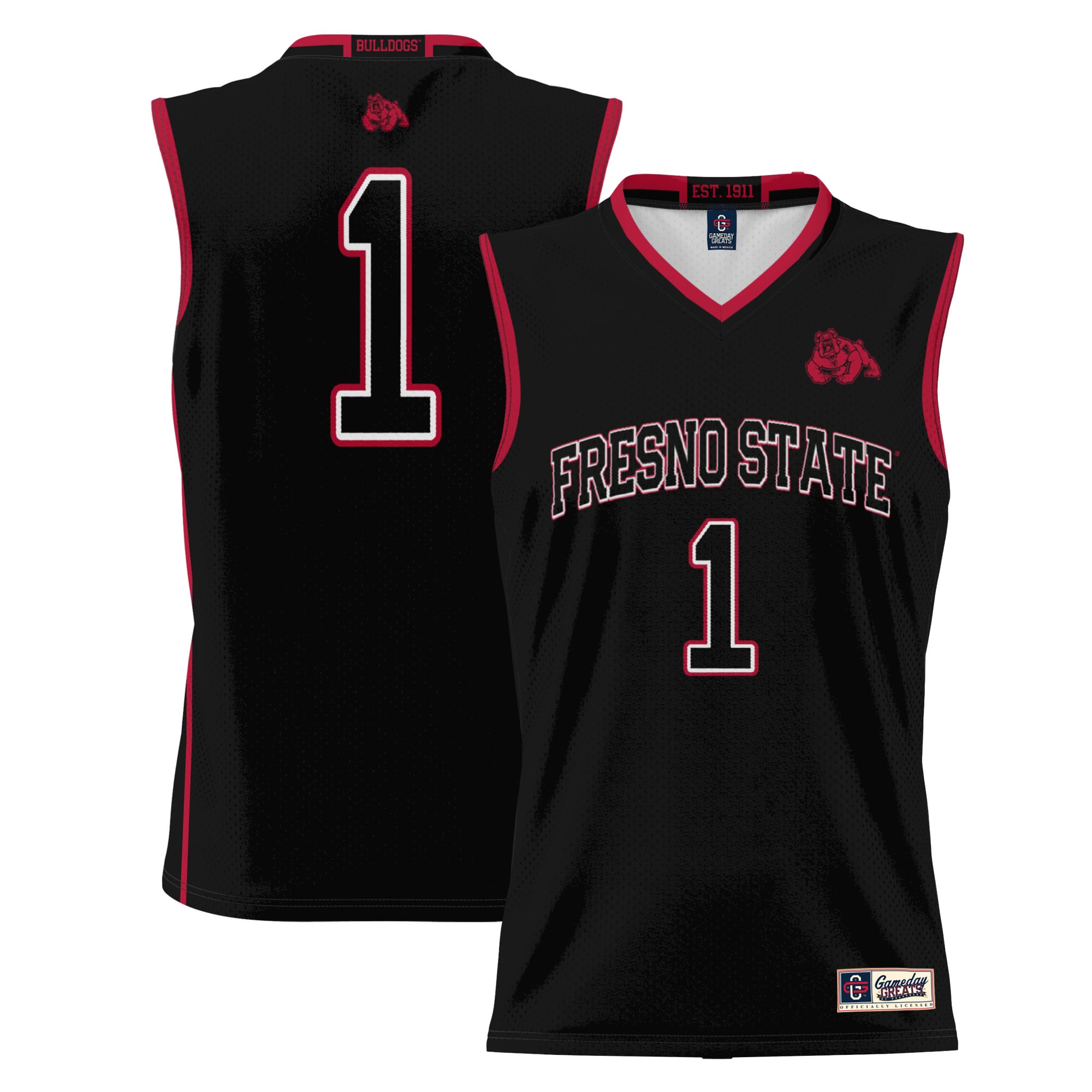 Male GameDay Greats #1  Black Fresno State Bulldogs  Lightweight Basketball Jersey