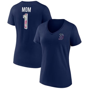 Women's Navy Boston Red Sox Team Logo Mother's Day V-Neck T-Shirt