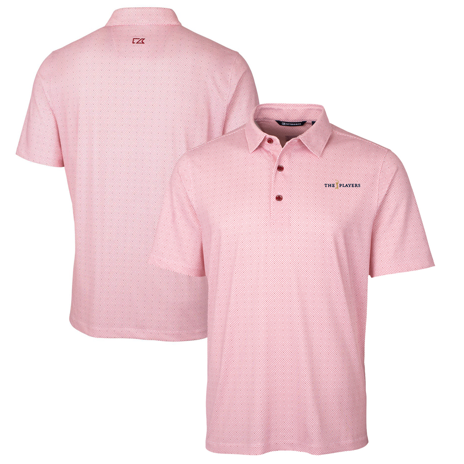 Men's Cutter & Buck Burgundy THE PLAYERS Big & Tall Pike Double Dot Print Stretch Polo