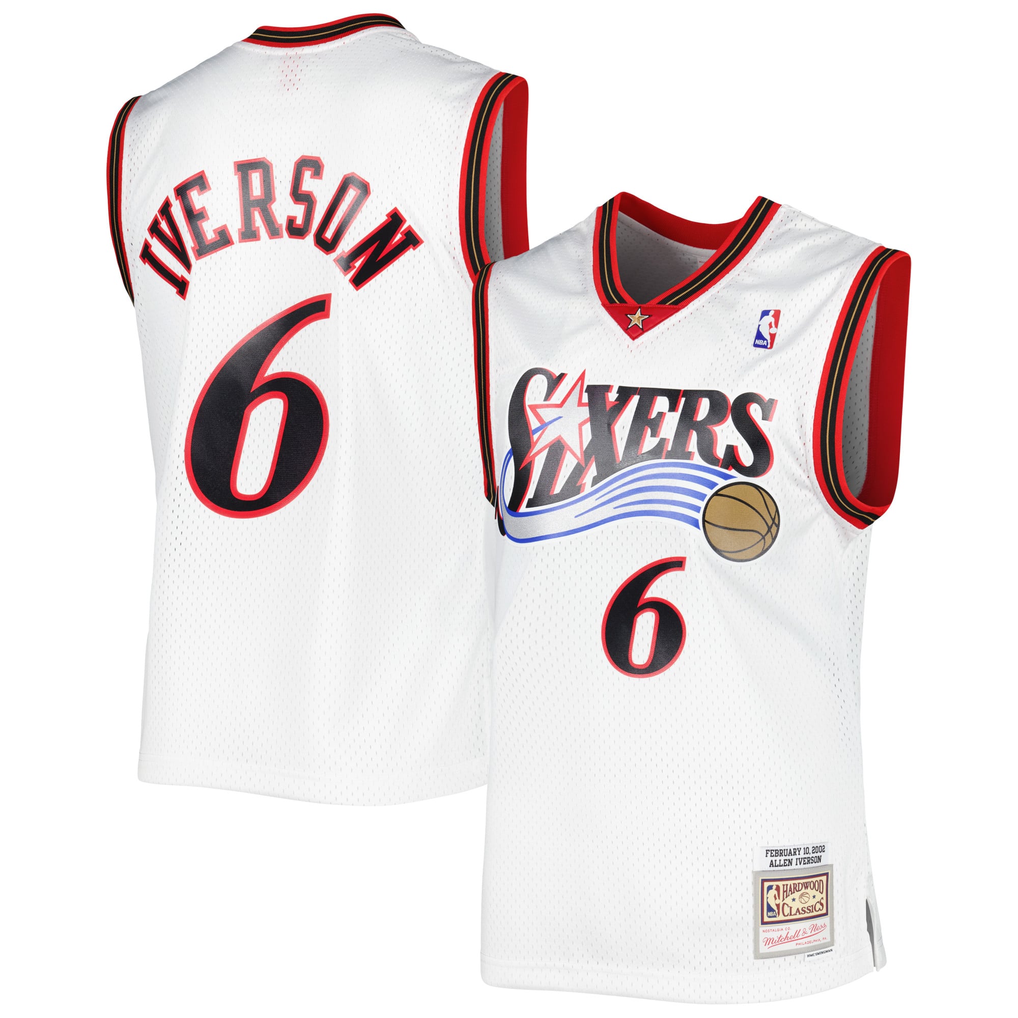Camiseta Mitchell & Ness Allen Iverson blanca de los Philadelphia 76ers 2002/03 Hardwood Classics Swingman para hombre