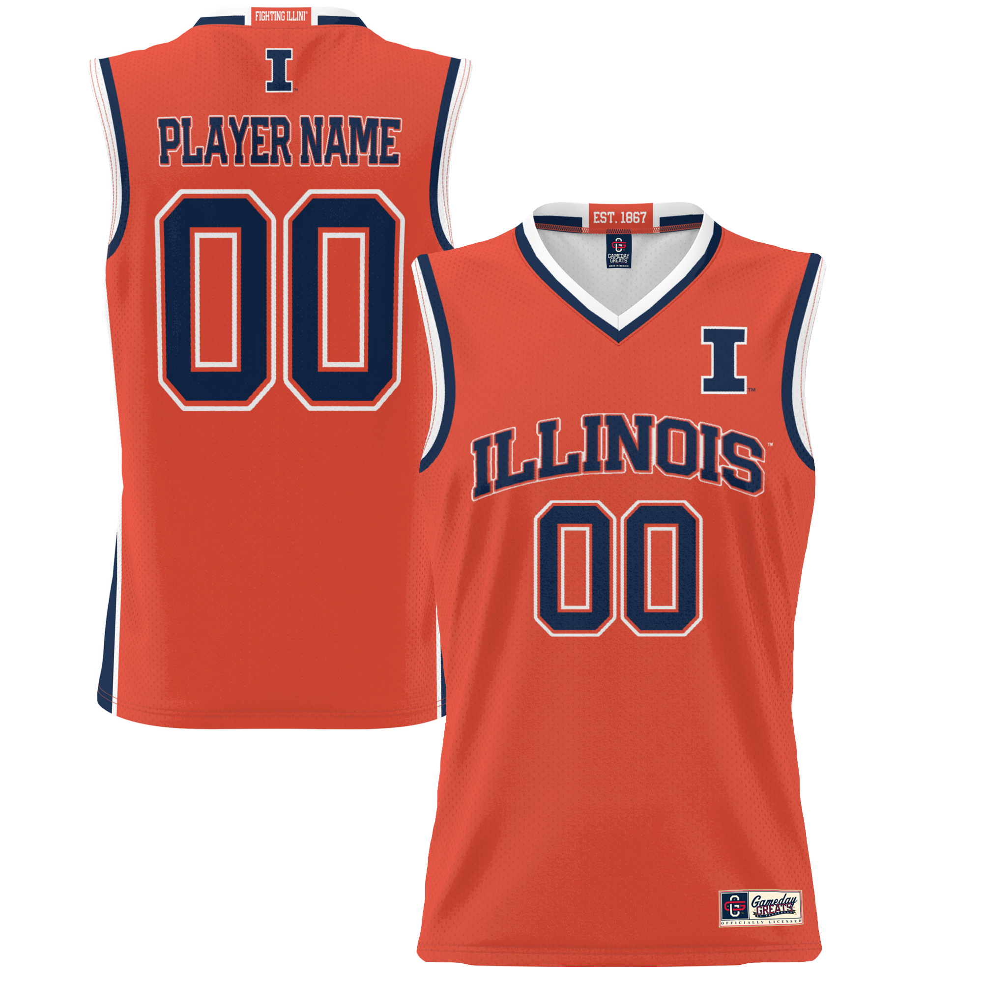 Youth GameDay Greats Orange Illinois Fighting Illini NIL Pick-A-Player Lightweight Women’s Basketball Jersey