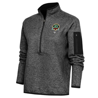 Women's Antigua Heather Black Jacksonville Red Caps Fortune Half-Zip Pullover Jacket