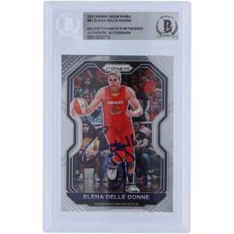 Elena Delle Donne Washington Mystics Autographed 2021 Panini Prizm #81 Beckett Fanatics Witnessed Authenticated Card