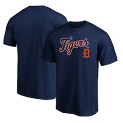 Men's Navy Detroit Tigers Team Lock Up Wordmark T-Shirt