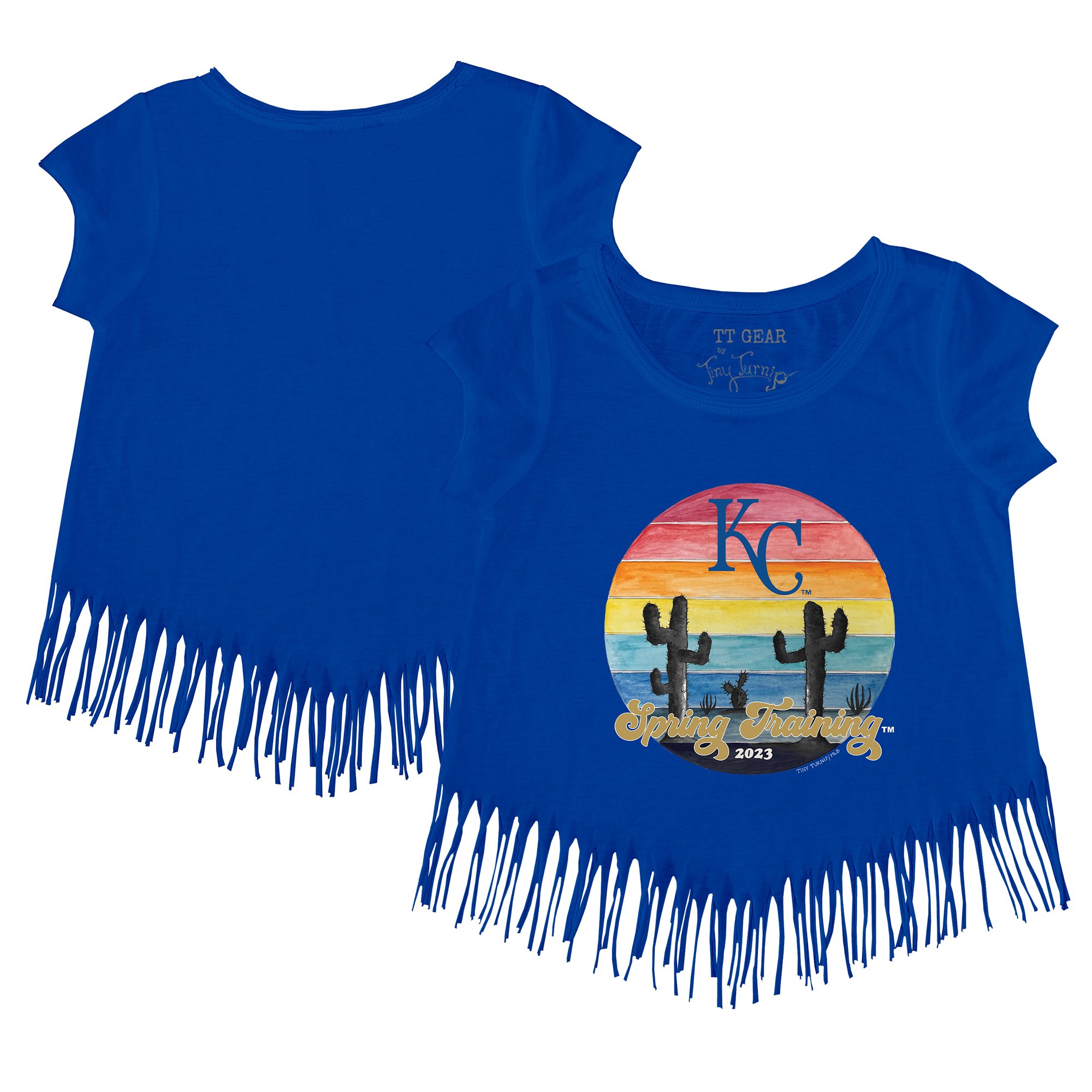 Girls Toddler Tiny Turnip Royal Kansas City Royals 2023 Spring Training Fringe T-Shirt