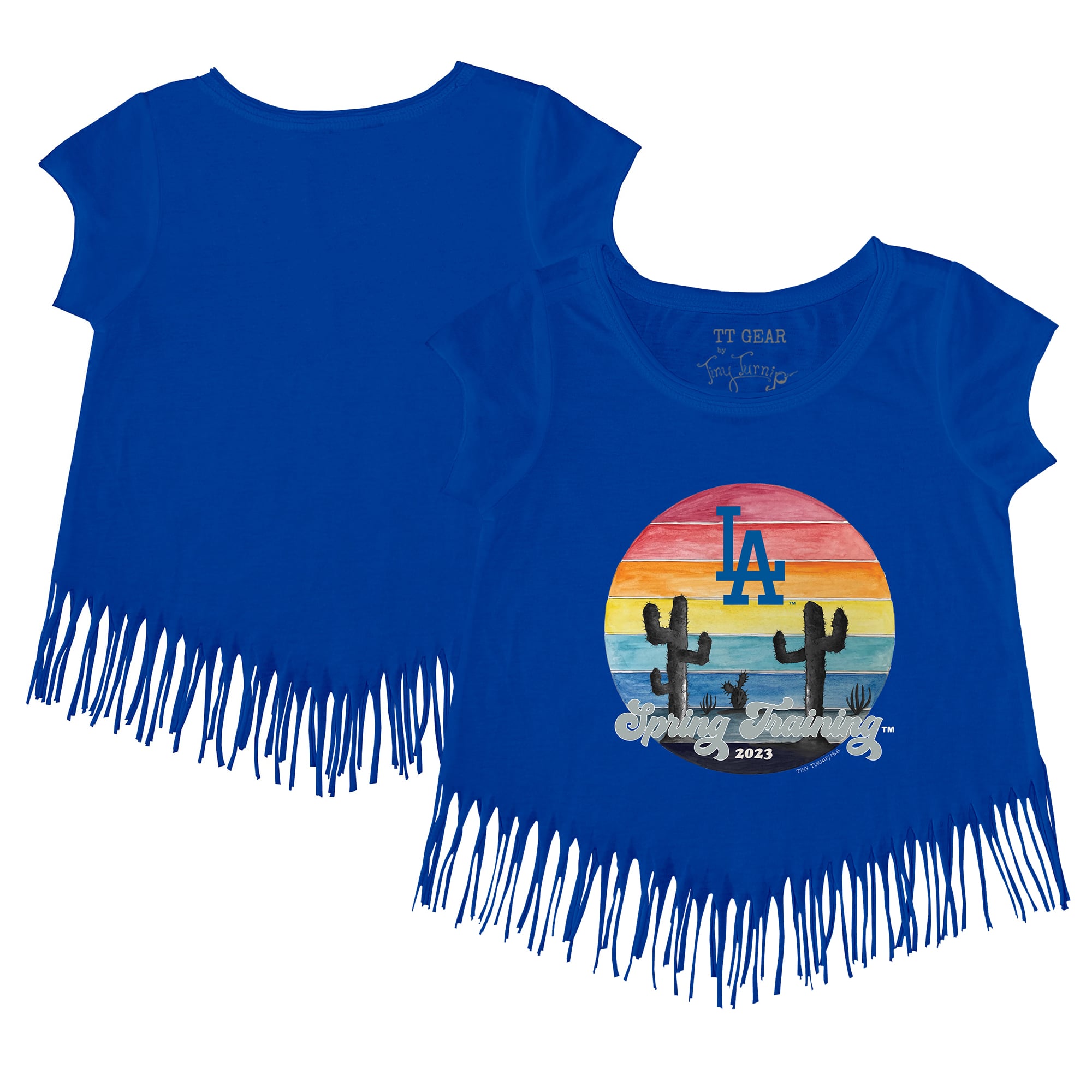 Girls Toddler Tiny Turnip Royal Los Angeles Dodgers 2023 Spring Training Fringe T-Shirt