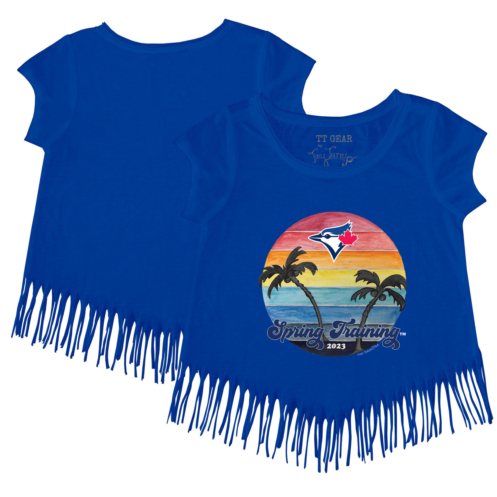 Girls Toddler Tiny Turnip Royal Toronto Blue Jays 2023 Spring Training Fringe T-Shirt