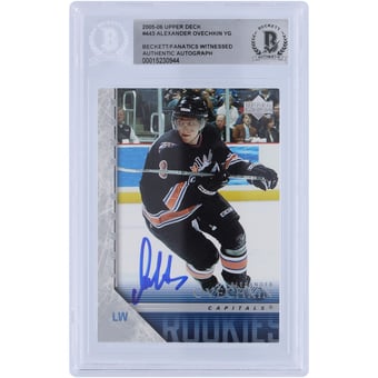 Alexander Ovechkin Washington Capitals Autographed 2005-06 Upper Deck Young Guns #443 Beckett Fanatics Witnessed Authenticated Rookie Card
