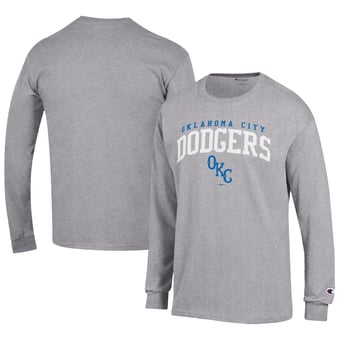 Men's Champion Gray Oklahoma City Dodgers Jersey Long Sleeve T-Shirt