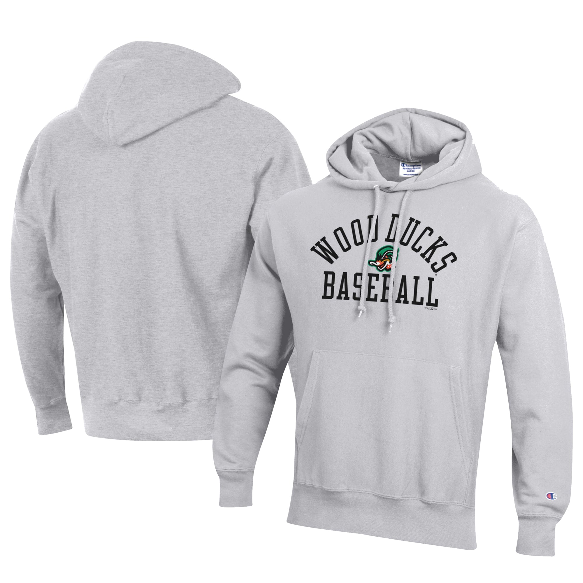 Men's Champion Gray Down East Wood Ducks Baseball Reverse Weave Pullover Hoodie