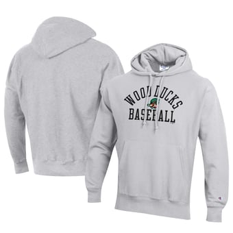 Men's Champion Gray Down East Wood Ducks Baseball Reverse Weave Pullover Hoodie