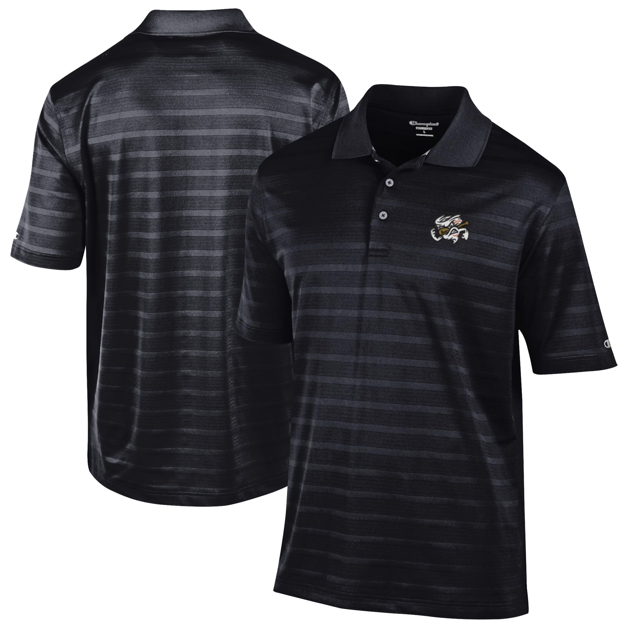 Men's Champion Black Omaha Storm Chasers Textured Solid Polo
