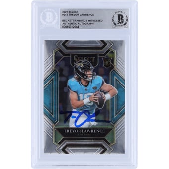 Trevor Lawrence Jacksonville Jaguars Autographed 2021 Panini Select Club Level #243 Beckett Fanatics Witnessed Authenticated Rookie Card