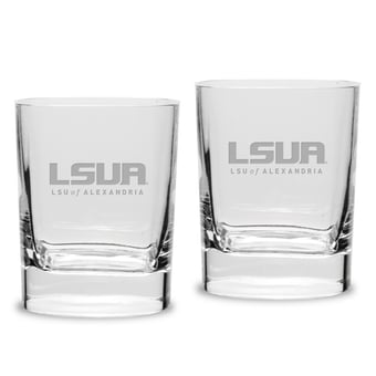 LSUA Generals 11.75oz. Two-Piece Luigi Bormioli Square Double Old Fashion Glasses Set