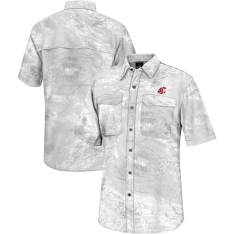 Men's Colosseum White Washington State Cougars Realtree Aspect Charter Full-Button Fishing Shirt