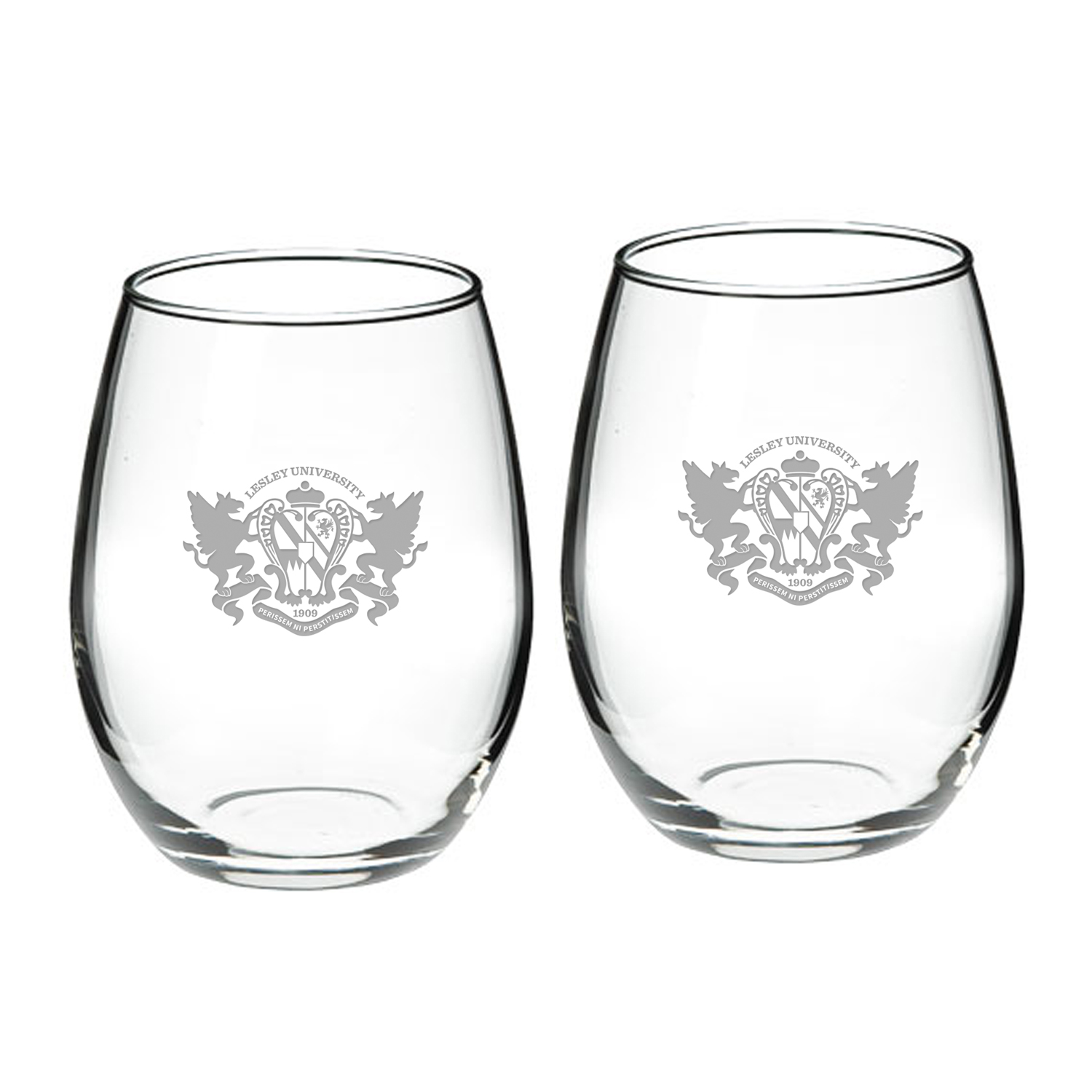 Lesley Lynx Team Design Two-Piece 21oz. Stemless Wine Glass Set