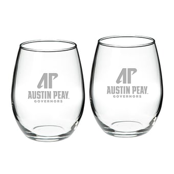Austin Peay State Governors Team Design Two-Piece 21oz. Stemless Wine Glass Set
