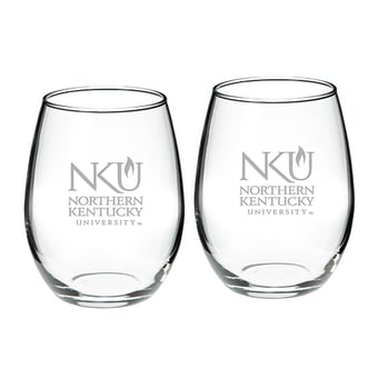 Northern Kentucky University Norse Team Design Two-Piece 21oz. Stemless Wine Glass Set