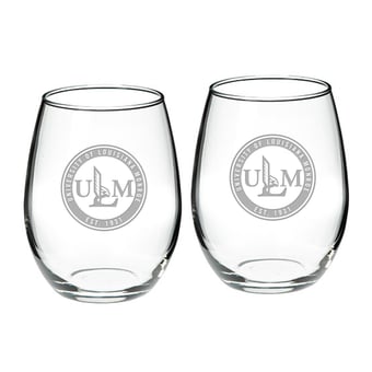 ULM Warhawks Team Design Two-Piece 21oz. Stemless Wine Glass Set