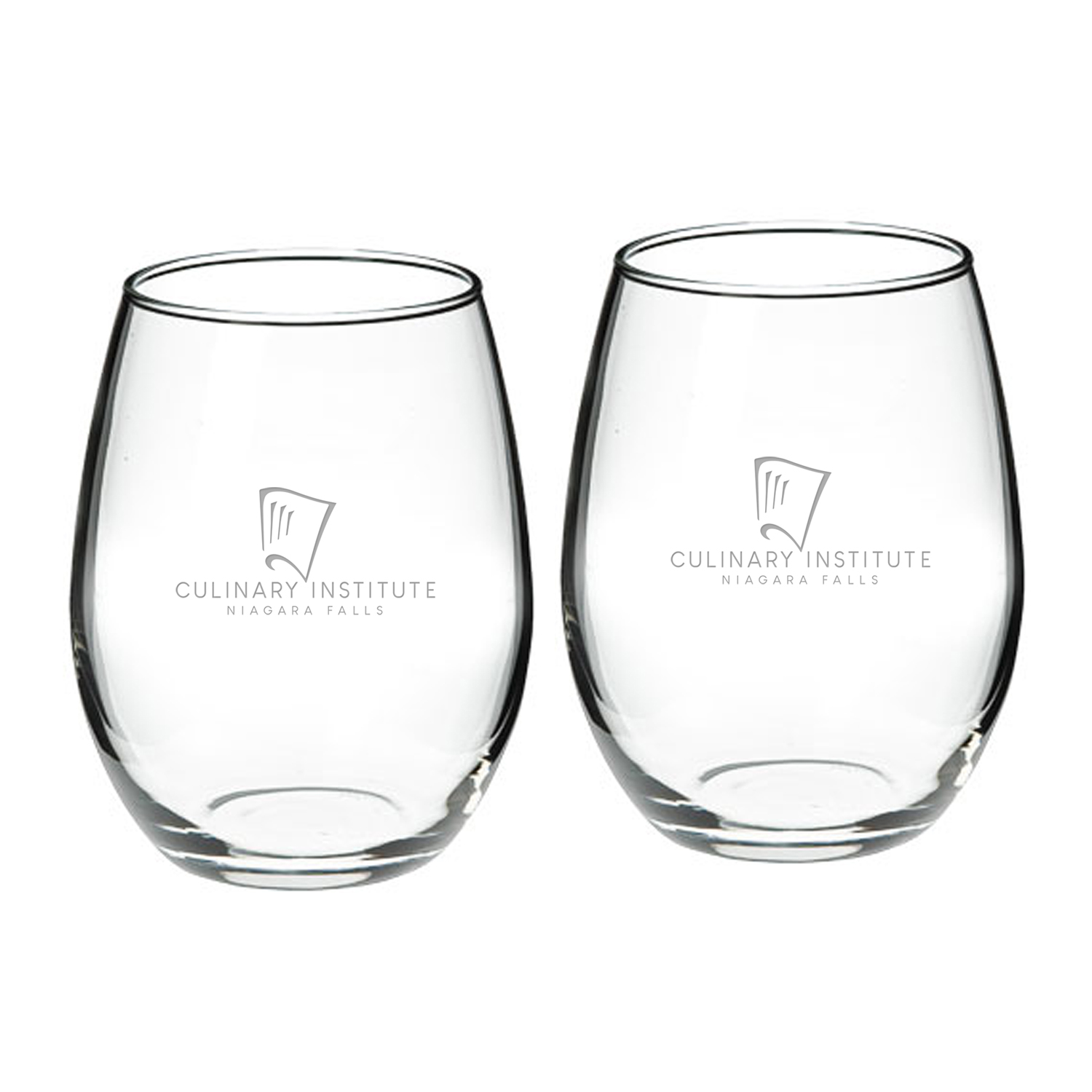 Niagara Falls Culinary Institute Team Design Two-Piece 21oz. Stemless Wine Glass Set