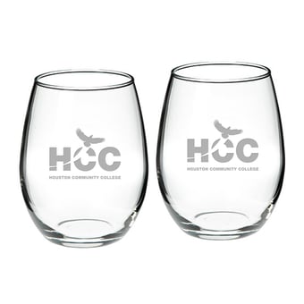 Houston Community College Team Design Two-Piece 21oz. Stemless Wine Glass Set