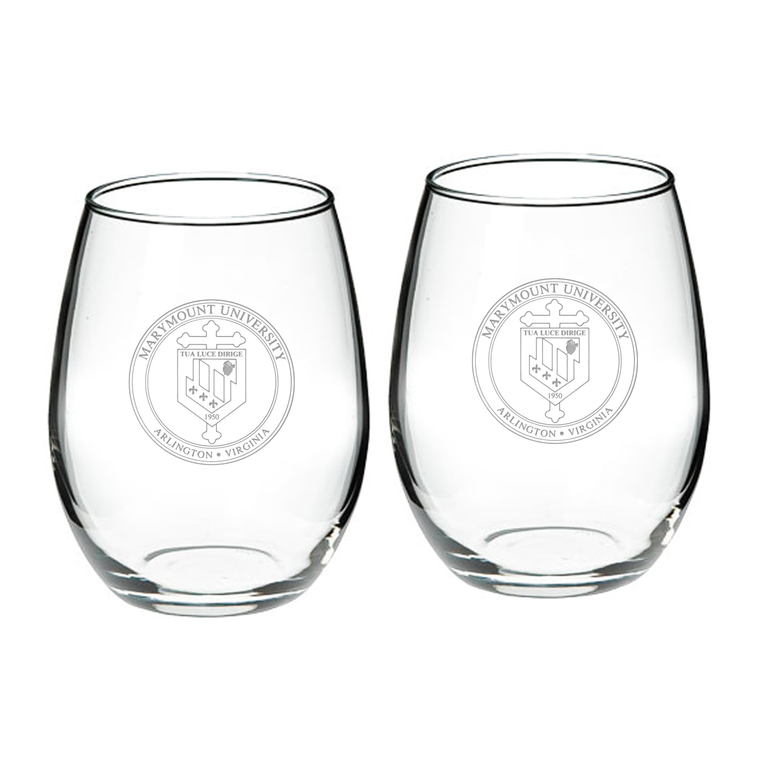Marymount Saints Team Graphic Two-Piece 21oz. Stemless Wine Glass Set