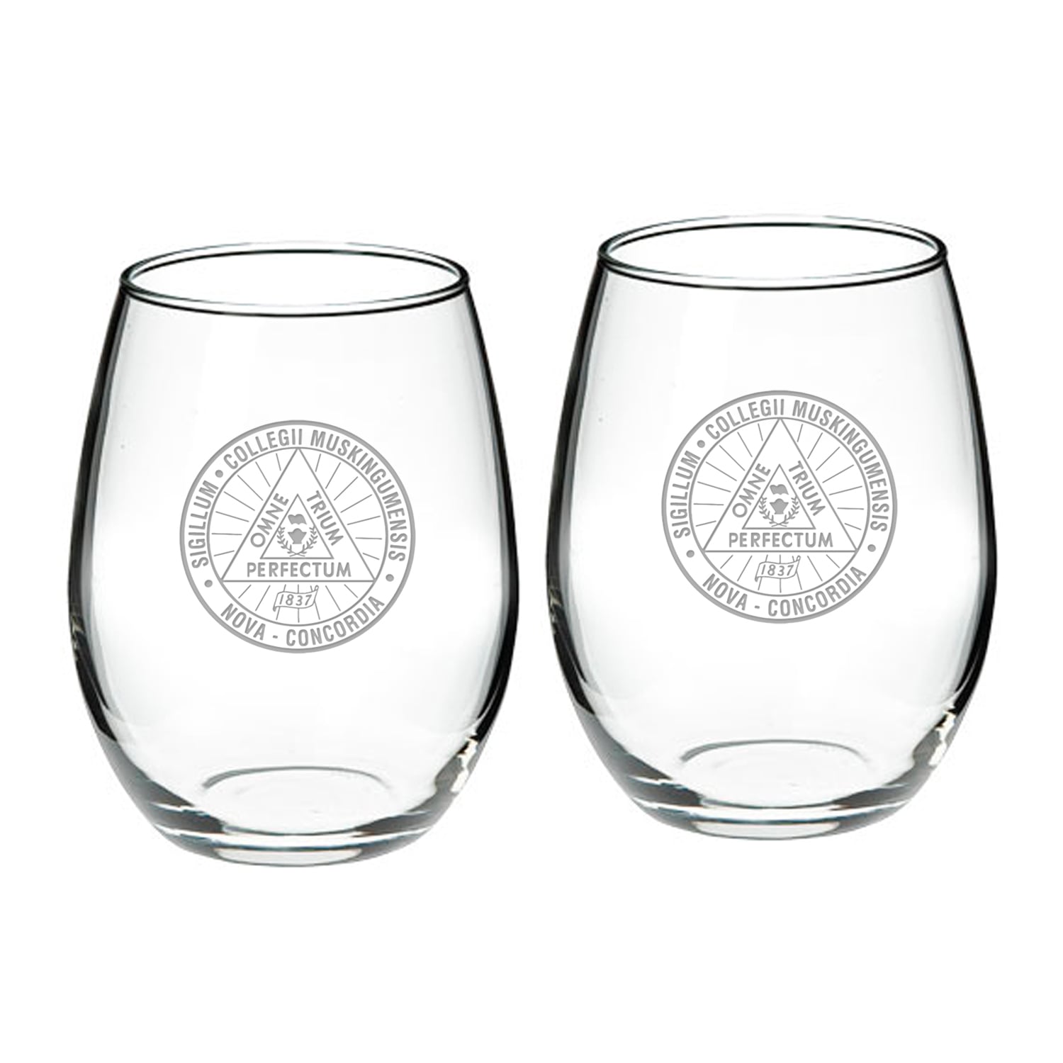 Muskingum Muskies Team Graphic Two-Piece 21oz. Stemless Wine Glass Set