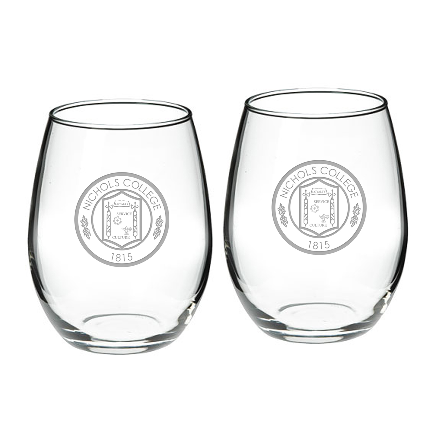 Nichols College Bison Team Graphic Two-Piece 21oz. Stemless Wine Glass Set Nichols College Bison Team Graphic Two-Piece 21oz. Stemless Wine Glass Set