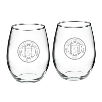 Nichols College Bison Team Graphic Two-Piece 21oz. Stemless Wine Glass Set