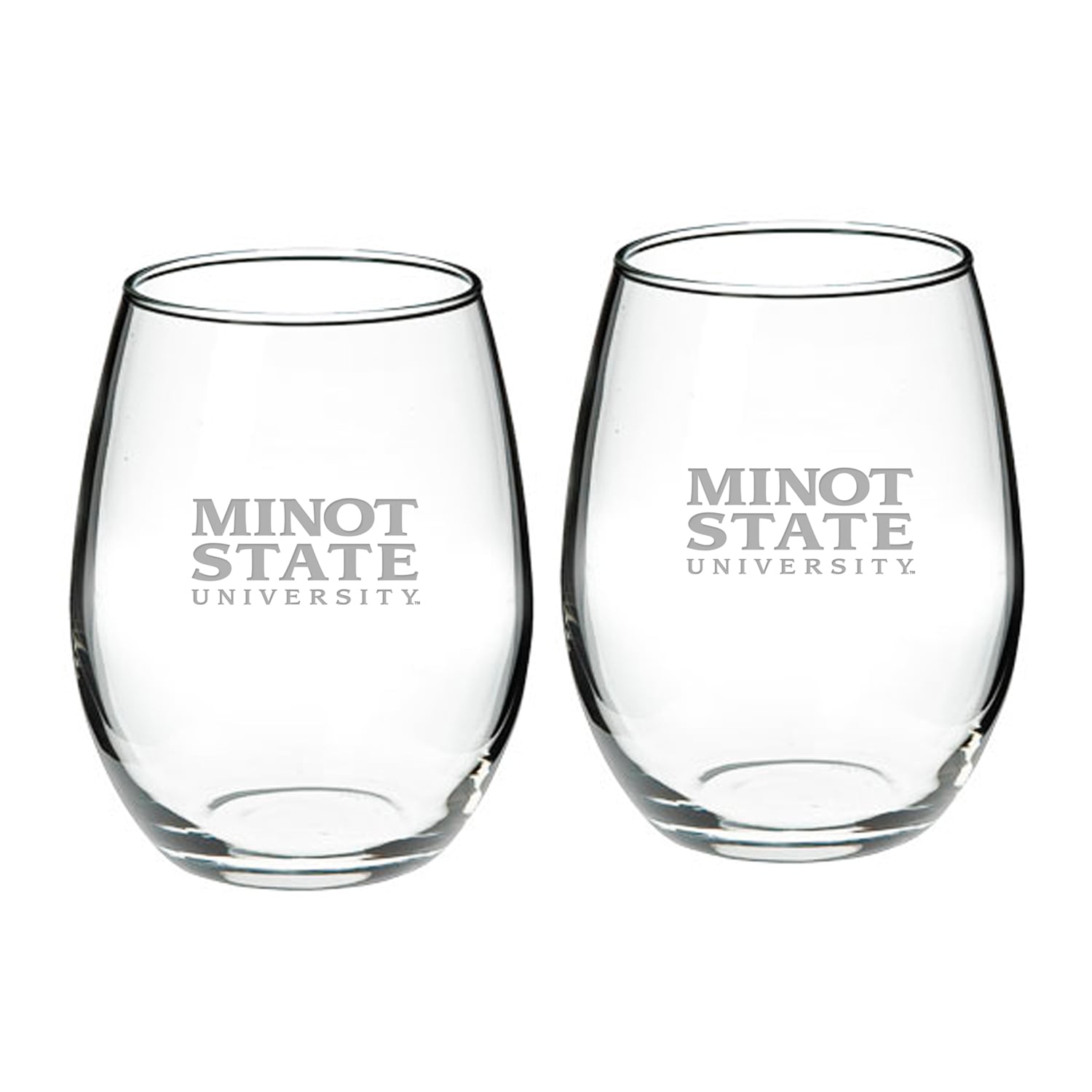 Minot State Beavers Team Design Two-Piece 21oz. Stemless Wine Glass Set