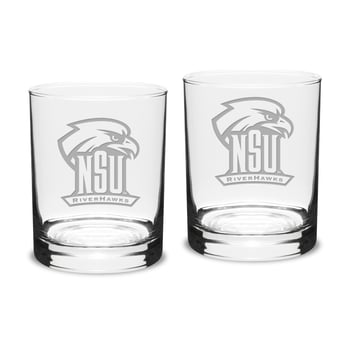 Northeastern State Riverhawks Team Design 14oz. Classic Double Old Fashion Glass Set
